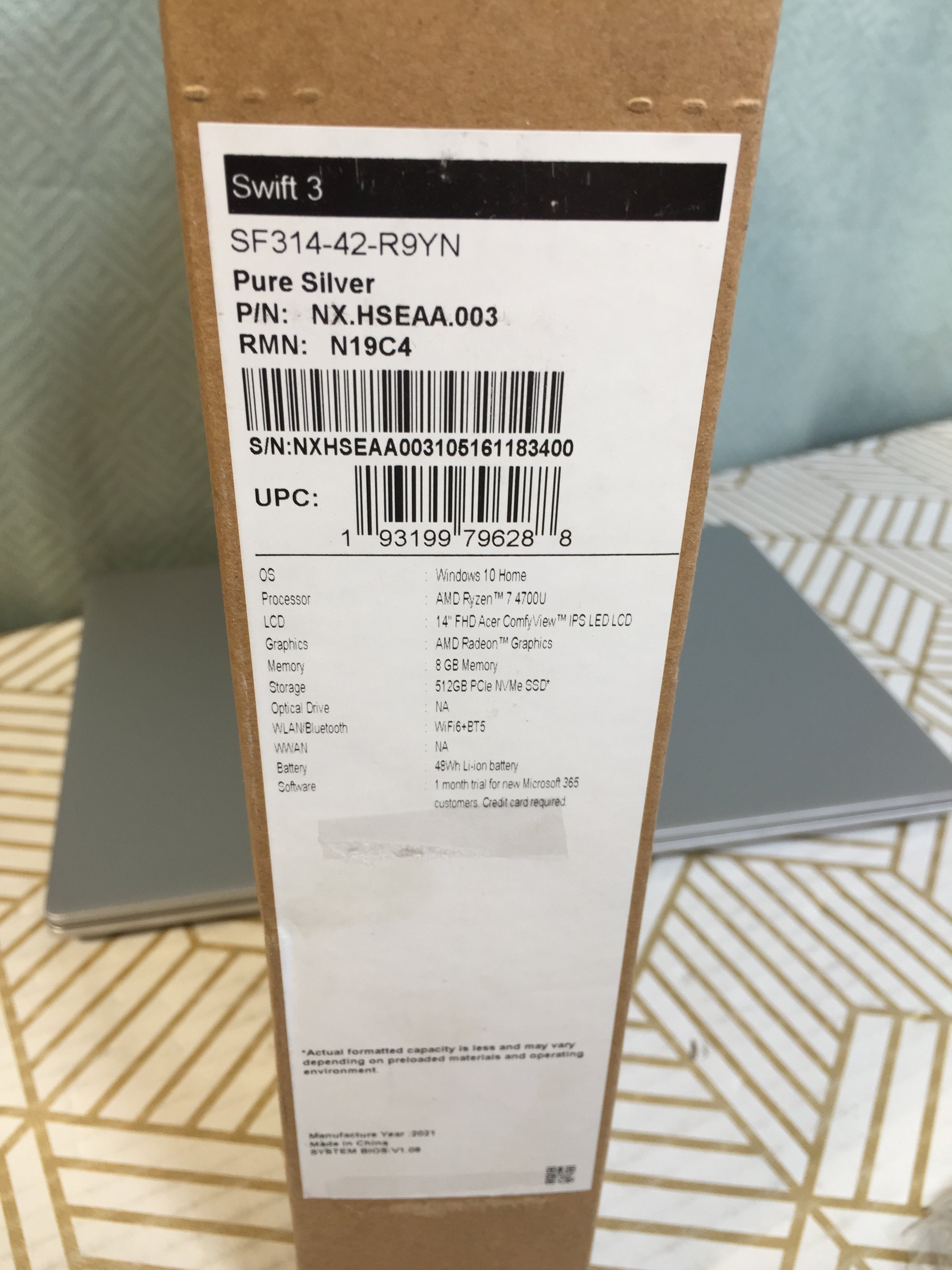 Acer Swift 3 Thin & Light Laptop, 14" Full HD IPS, AMD Ryzen 7 4700U Octa-Core (7975136887022)